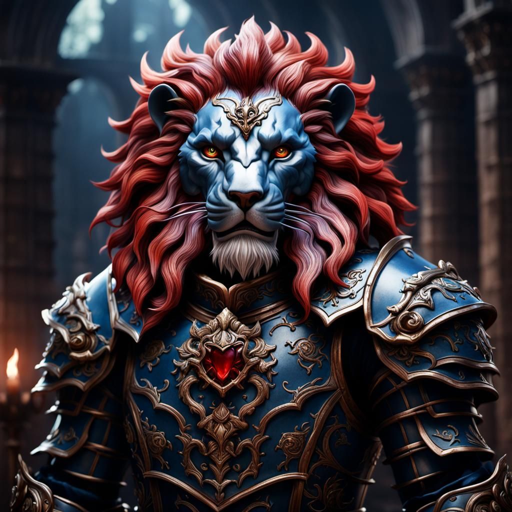 Demonic Porcelain Lion Knight Doll: Detailed Matte Painting