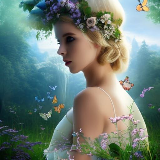 Ethereal Elf Queen in Floral Dress