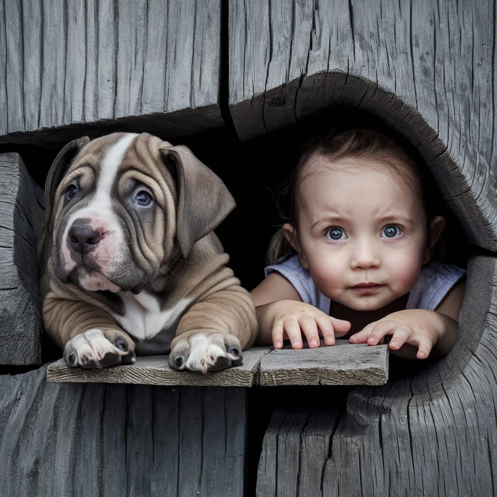 Heartwarming Photo of Wrinkled Puppy and Little Girl