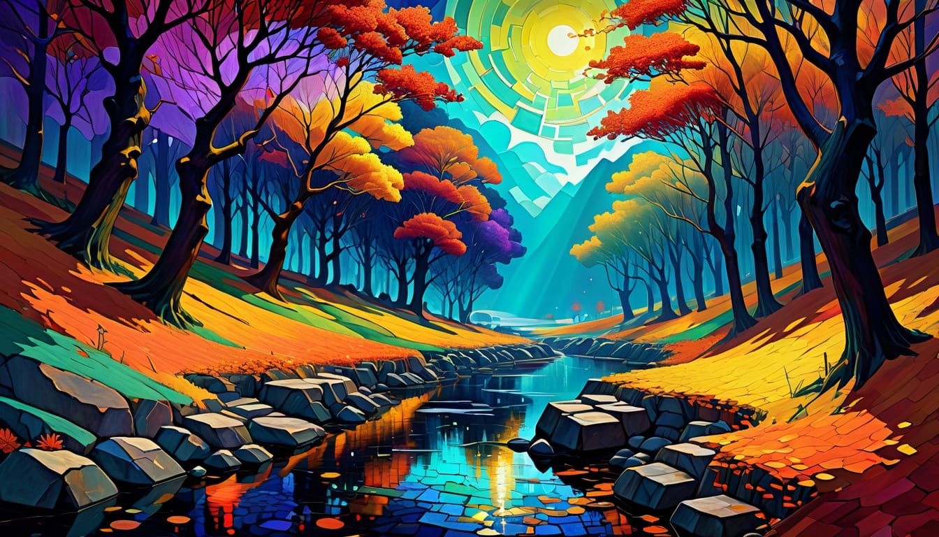 Fantastical Autumn Landscape in Impasto Style