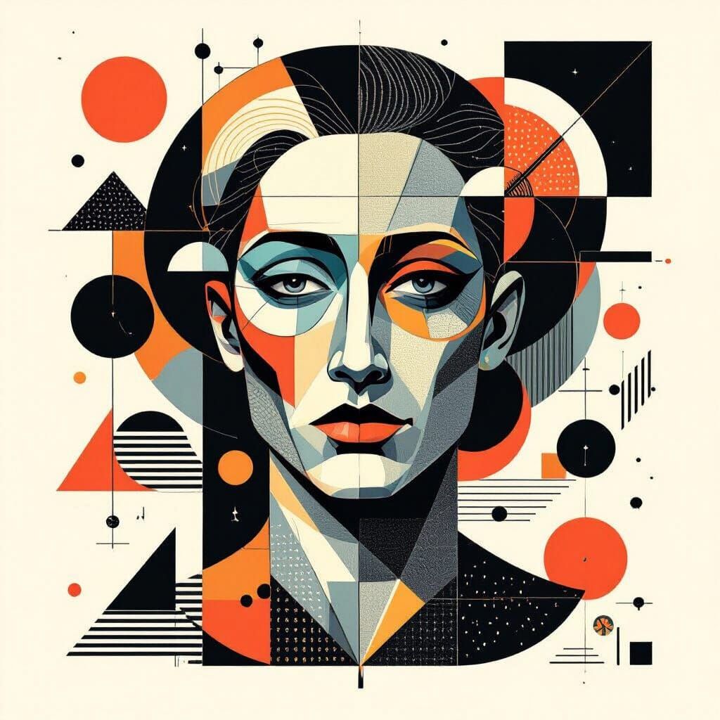 Geometric Figures on Shirt in Futuristic Minimalist Style