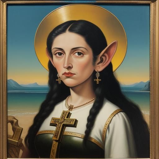 Surreal Saint with Enormous Ears, Oil on Canvas