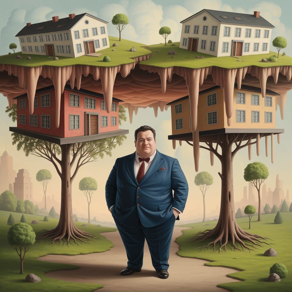 Confident Gentleman in Surreal Inverted World