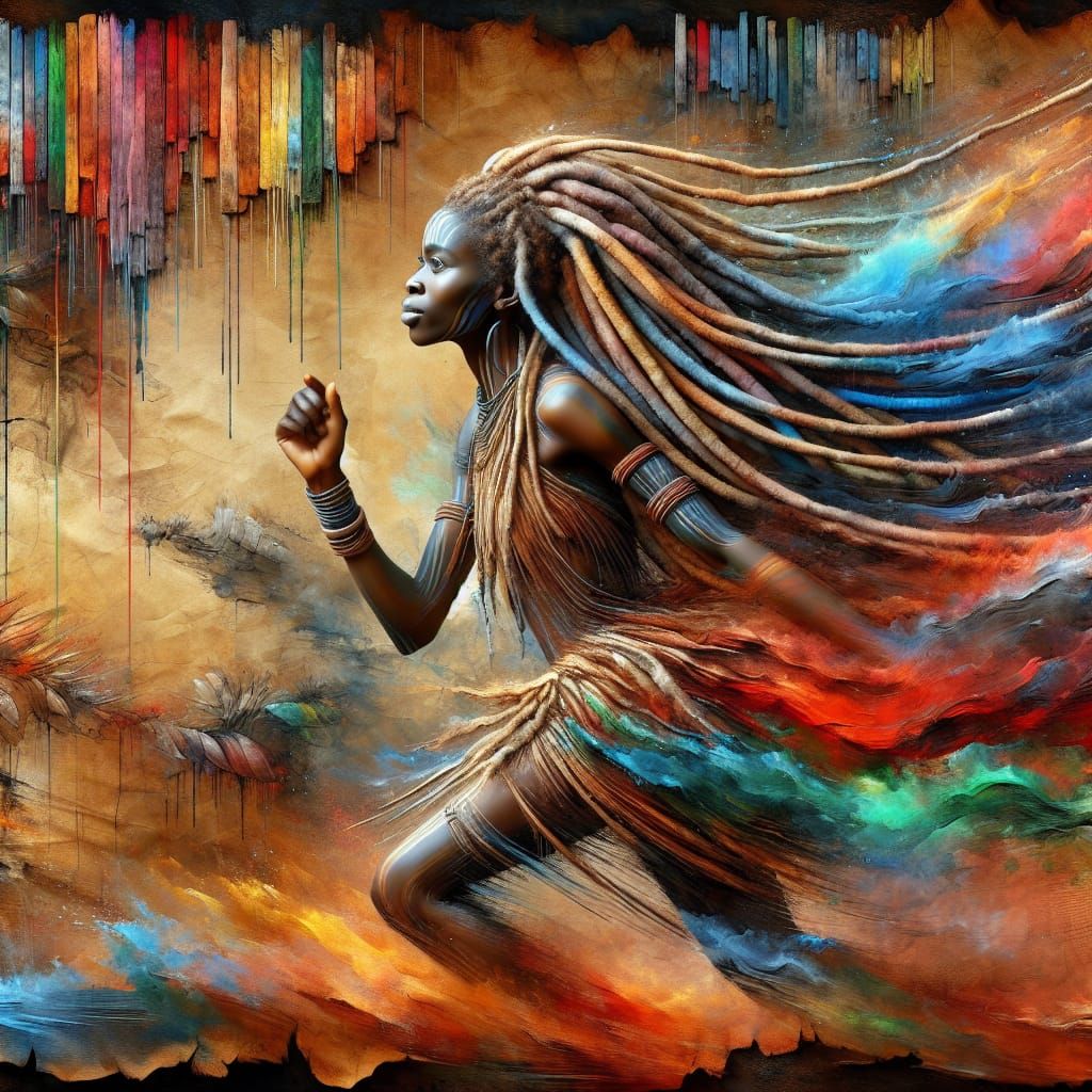 Vivid African Dancer in Hyper-Realistic Watercolor Style