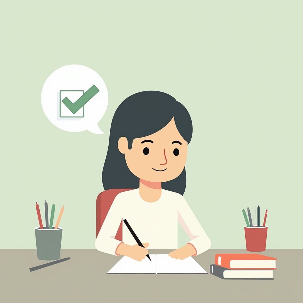 Focused Student in Light Pastel Minimalist Study Design