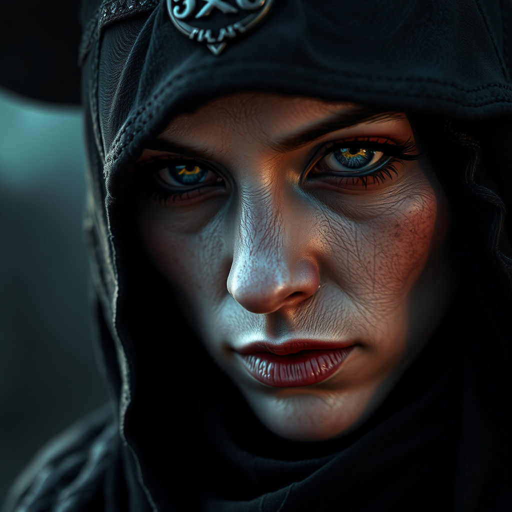 Mysterious Witch Portrait in Black and White