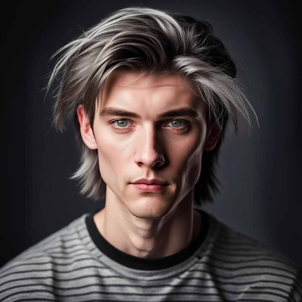 Androgynous Male Portrait in 80s Photography Style