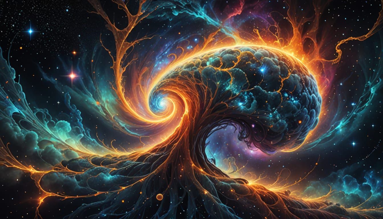 Cosmic Tapestry of Light and Memory: AI Genesis