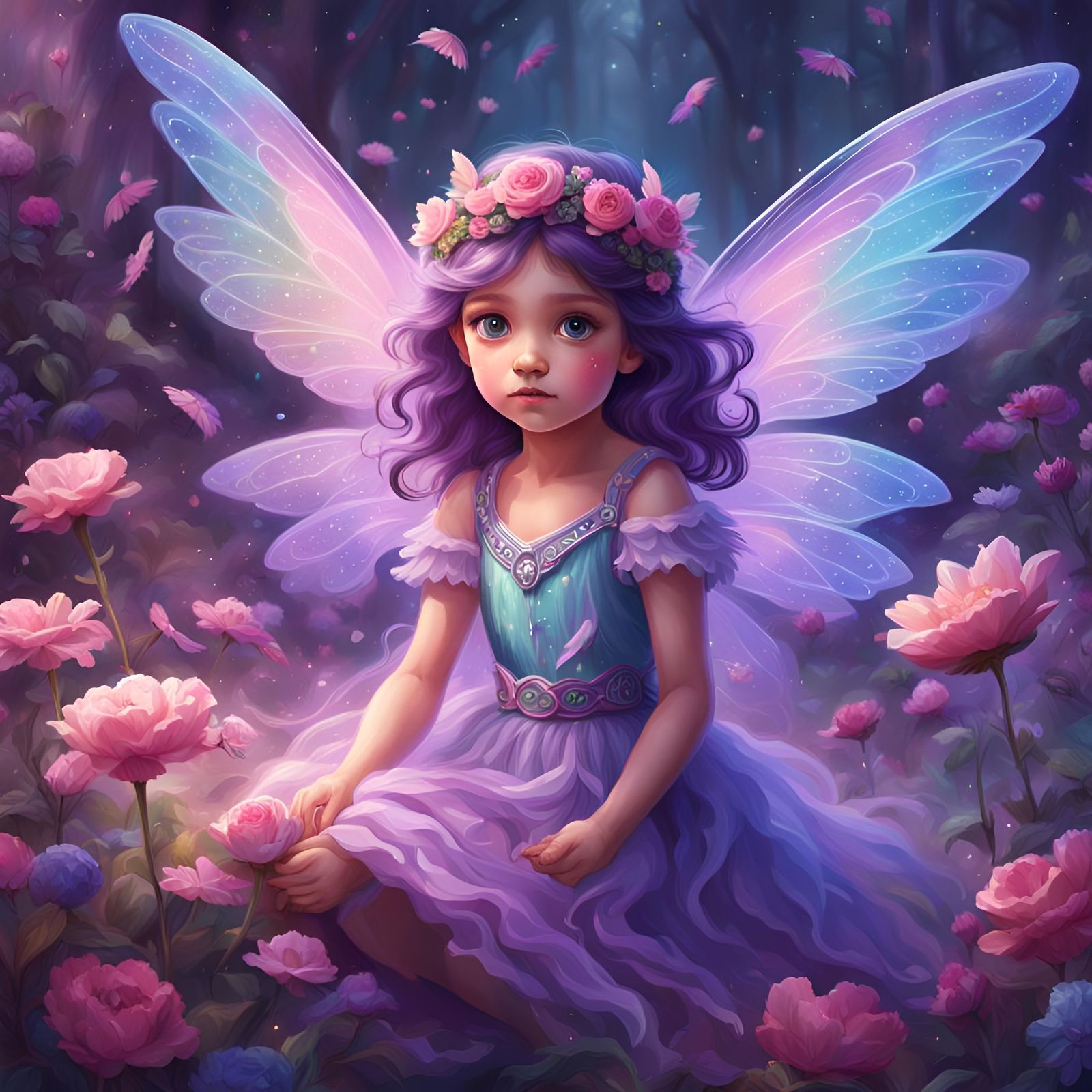 Pastel Fairy and Angelic Friend: Oil Painting