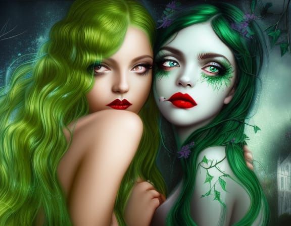 Passionate Kiss: Moonshine and Poison Ivy in Detailed Digita...