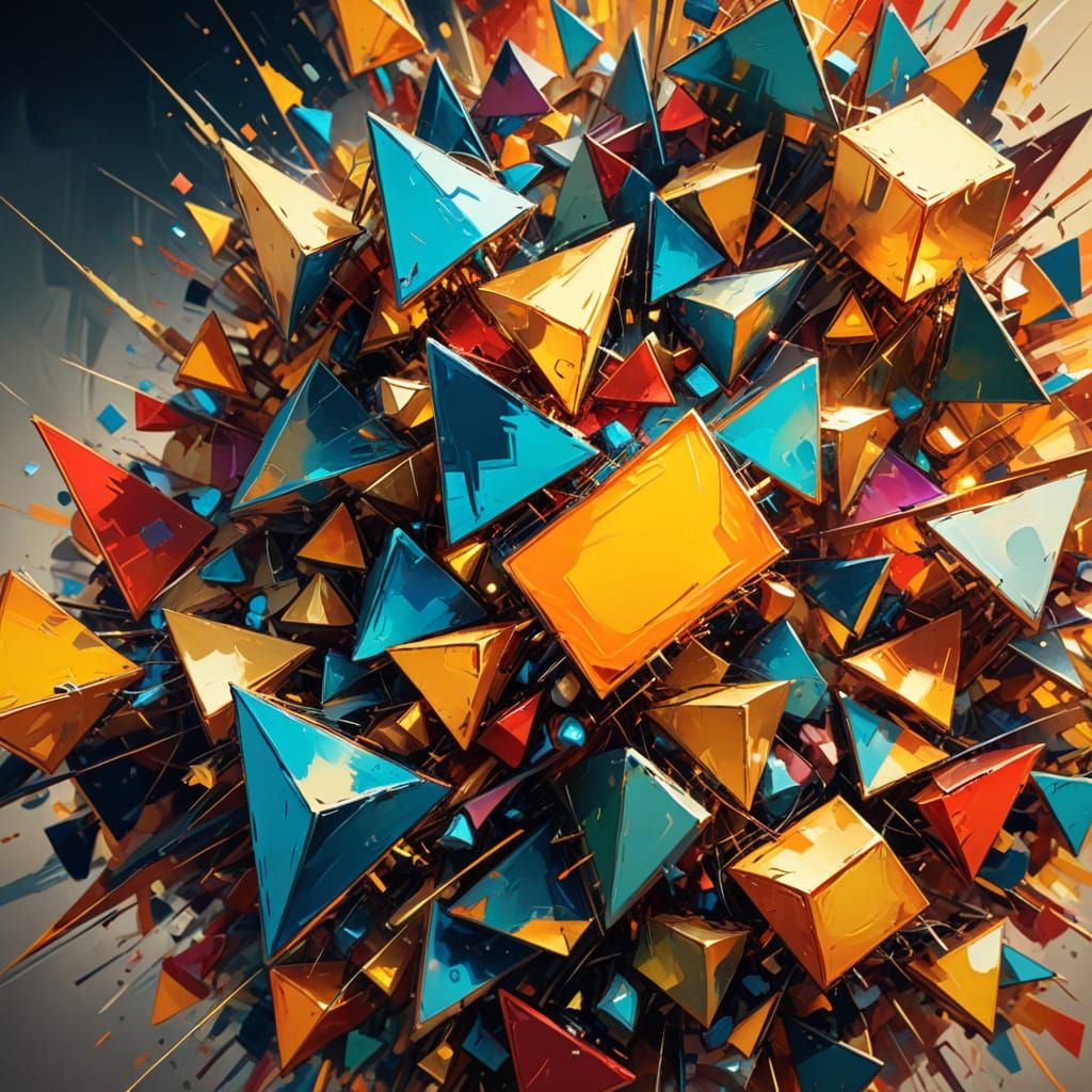 Geometric Abstraction in Vibrant Colors, Hard-Edge Painting