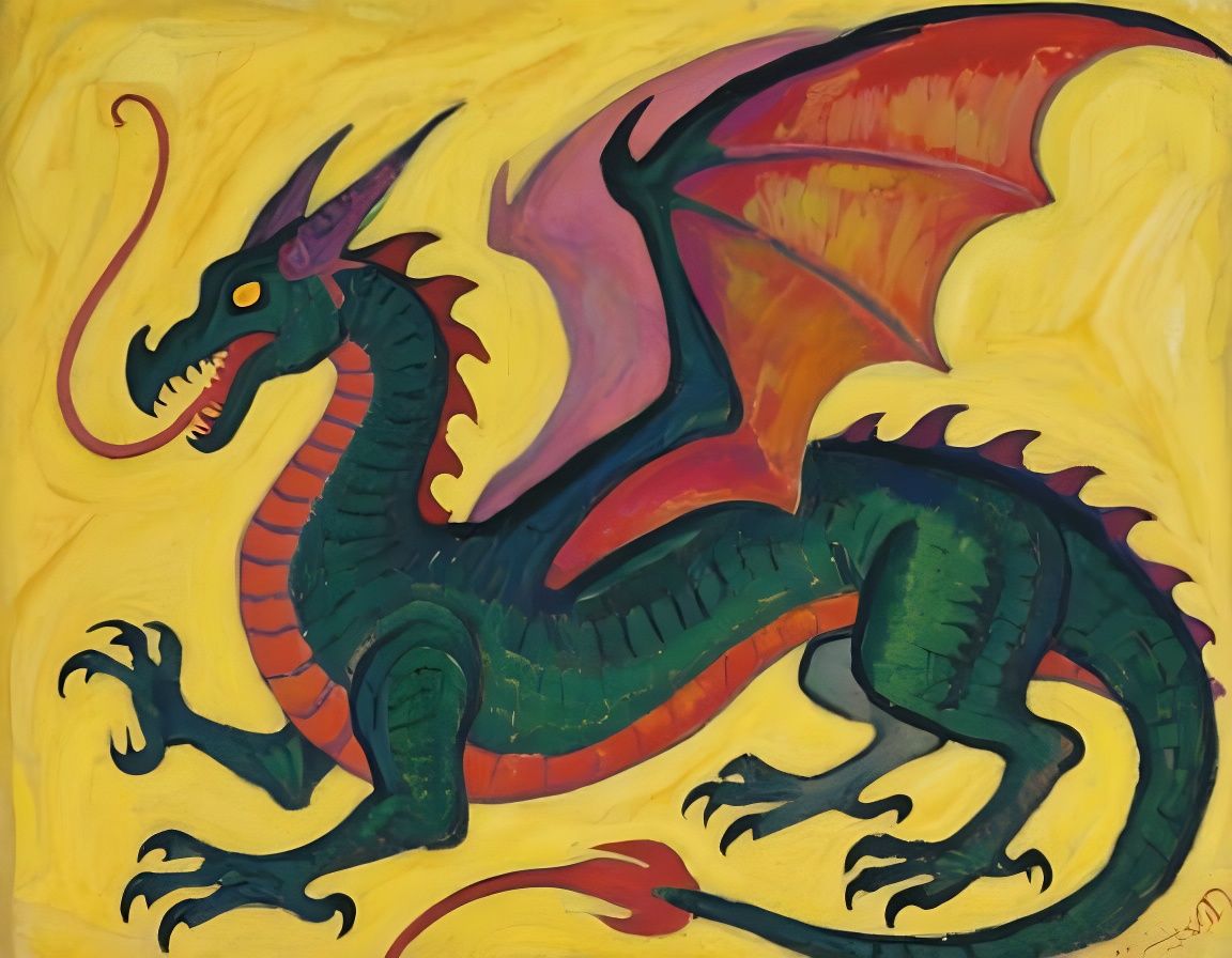 Dragon in the Expressive Style of Egon Schiele