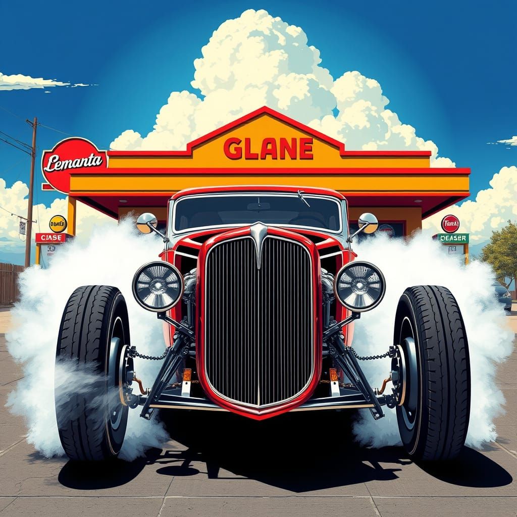 Sleek Hot Rod Chrome Plated Car in Futuristic Style