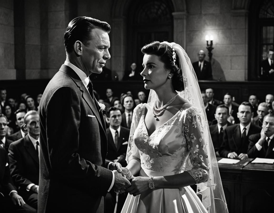 Sinatra and Rand Wedding in Film Noir Style