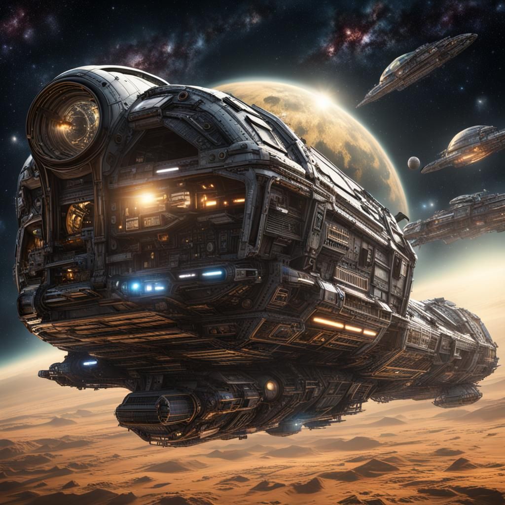 Steampunk Spaceship Journey Through Interstellar Space