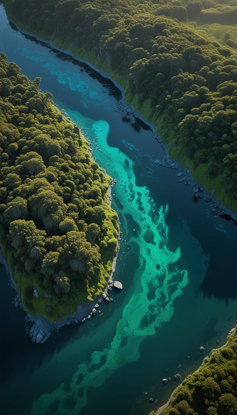 Surreal Bioluminescent Delta Revealed in Vibrant Digital Pai...