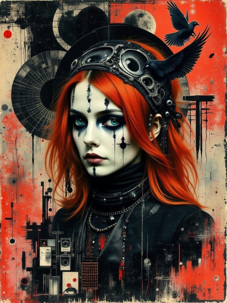 Gothic Surreal Young Woman with Red Hair