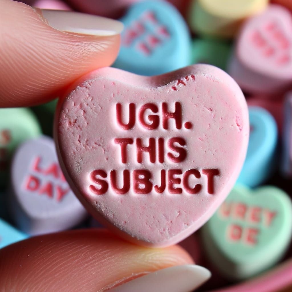 Pastel Pink Candy Heart in Whimsical Valentine's Setting