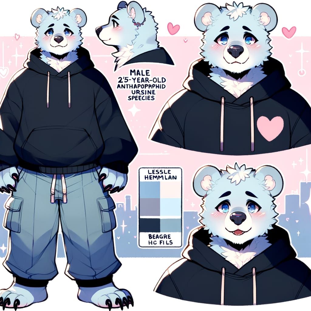 Cute Furry Bear in Kawaii Style