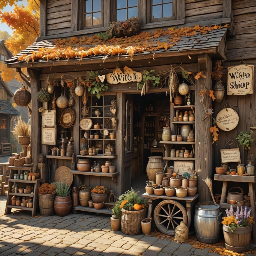 Rustic Witch's Shop on a Sunny Day