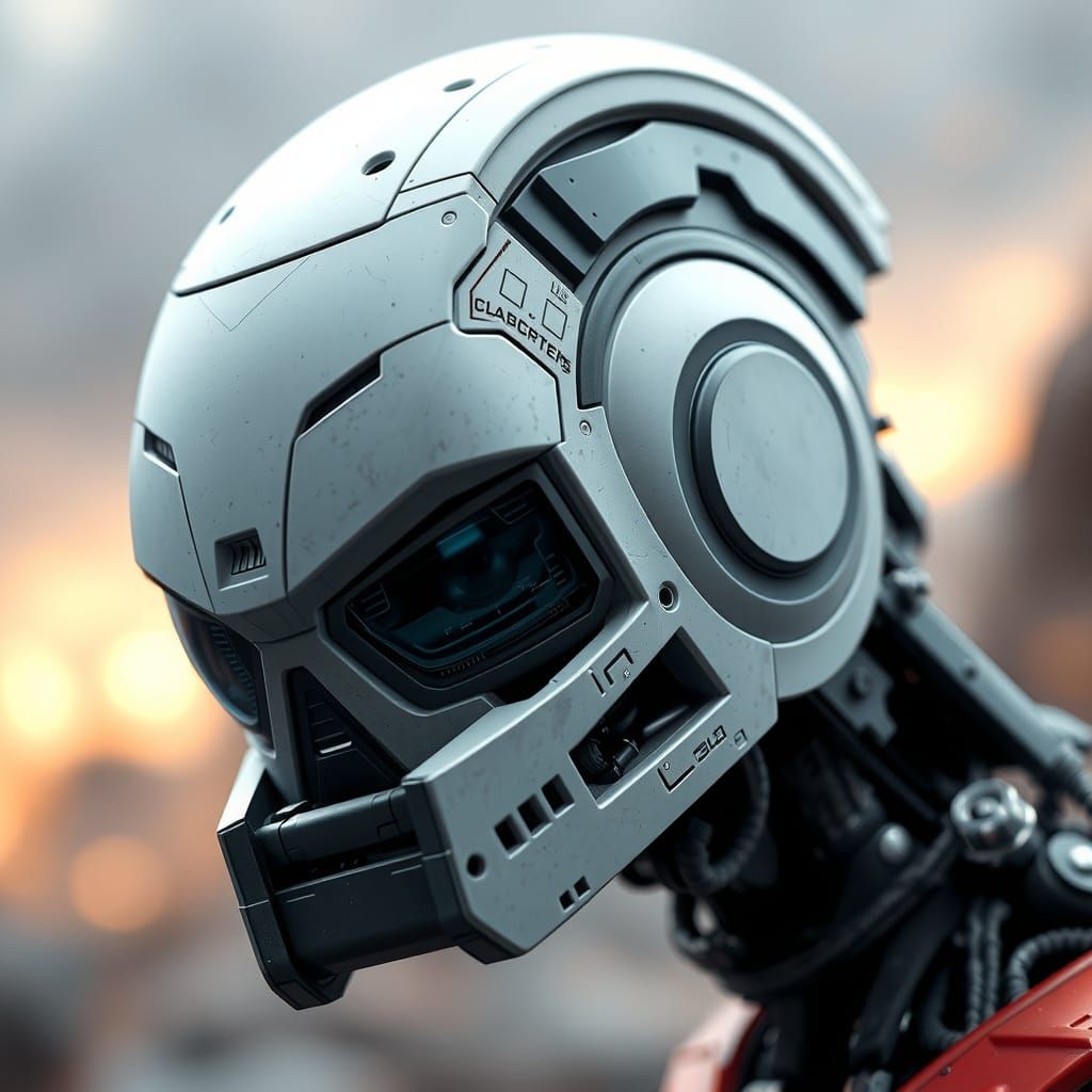 Sci-Fi Robot Head with Blurred Background