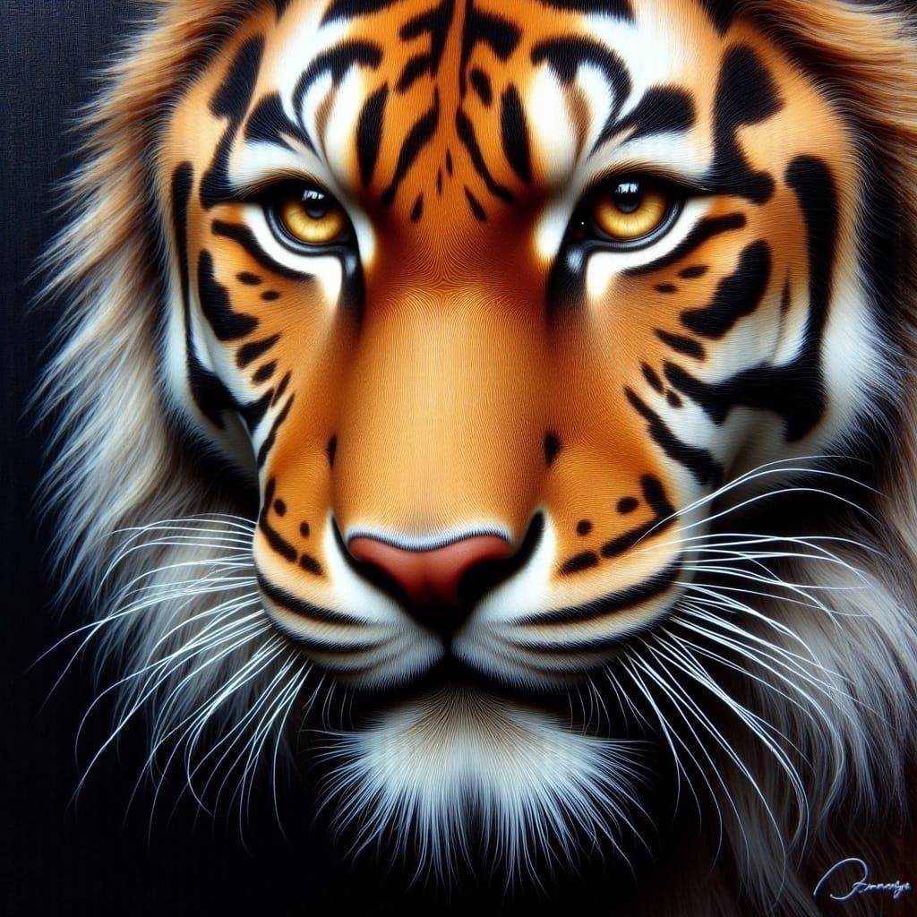 Tiger Half Face Oil Painting by Gurney Style