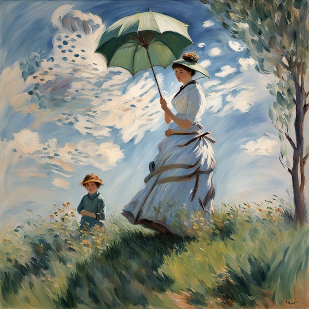 A study of Claude Monet's Madame Monet and Her Son (1875), woman with a Parasol.