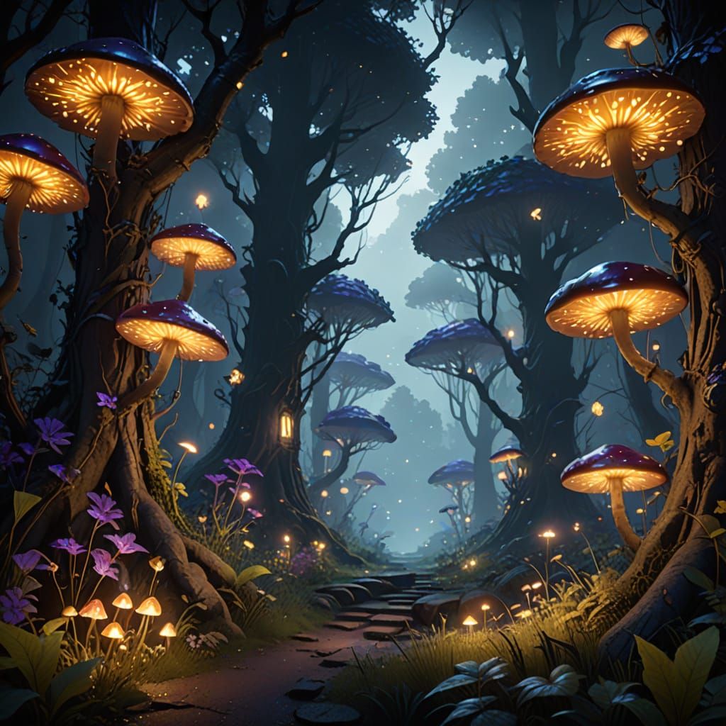 Mystical Fairy in Dark Fantasy Forest Concept Art