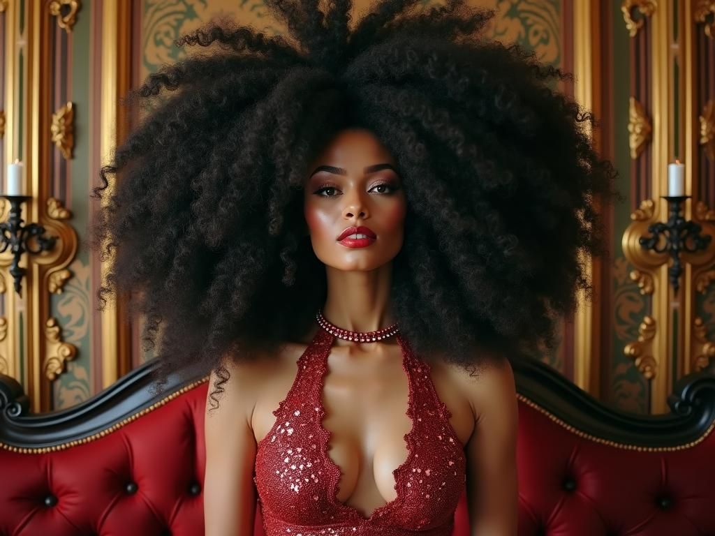 Woman with Ruby Barrette in Gothic Victorian Style