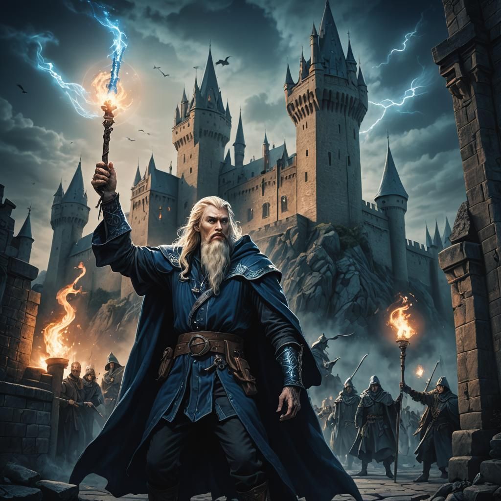 Wizard's Night Ambush: A Dark Fantasy Illustration