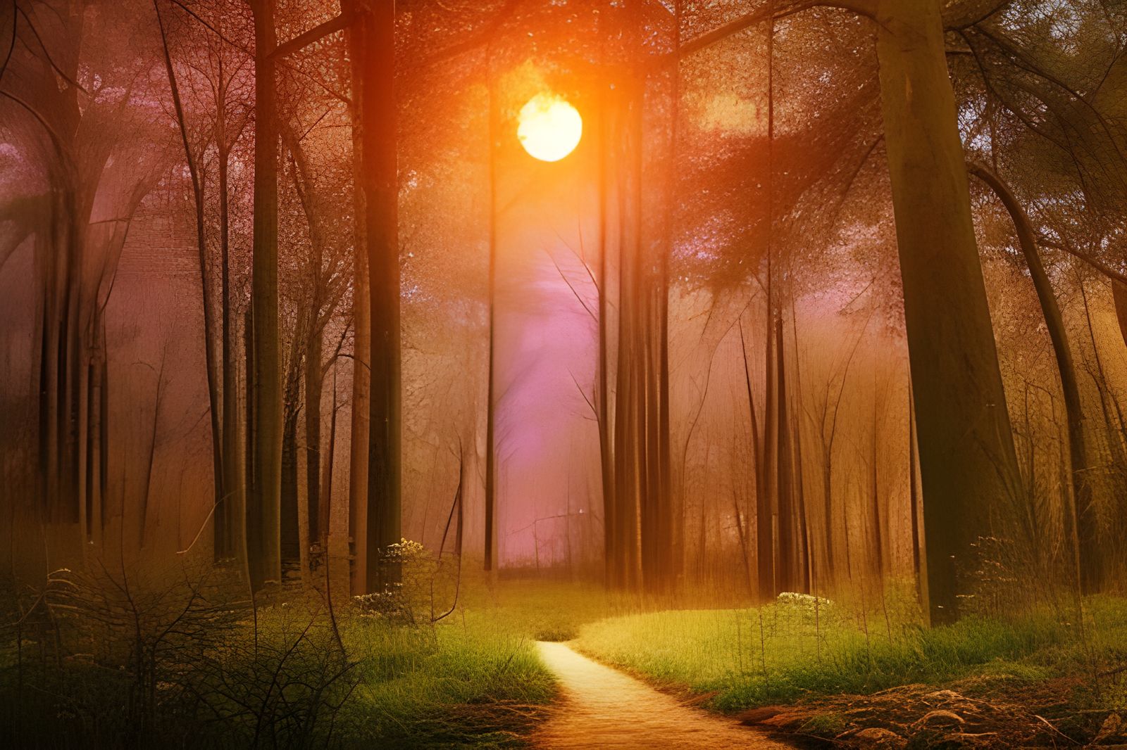 Glowing Mushroom in Moonlight Forest