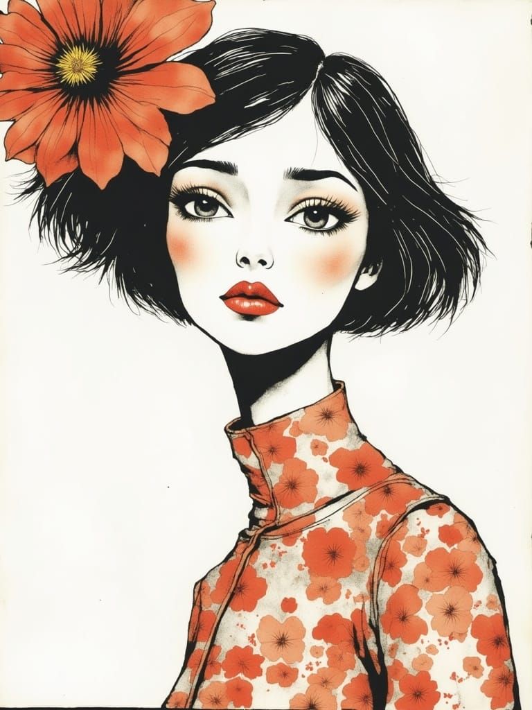 Vintage Fashion Portrait in Impressionist Style