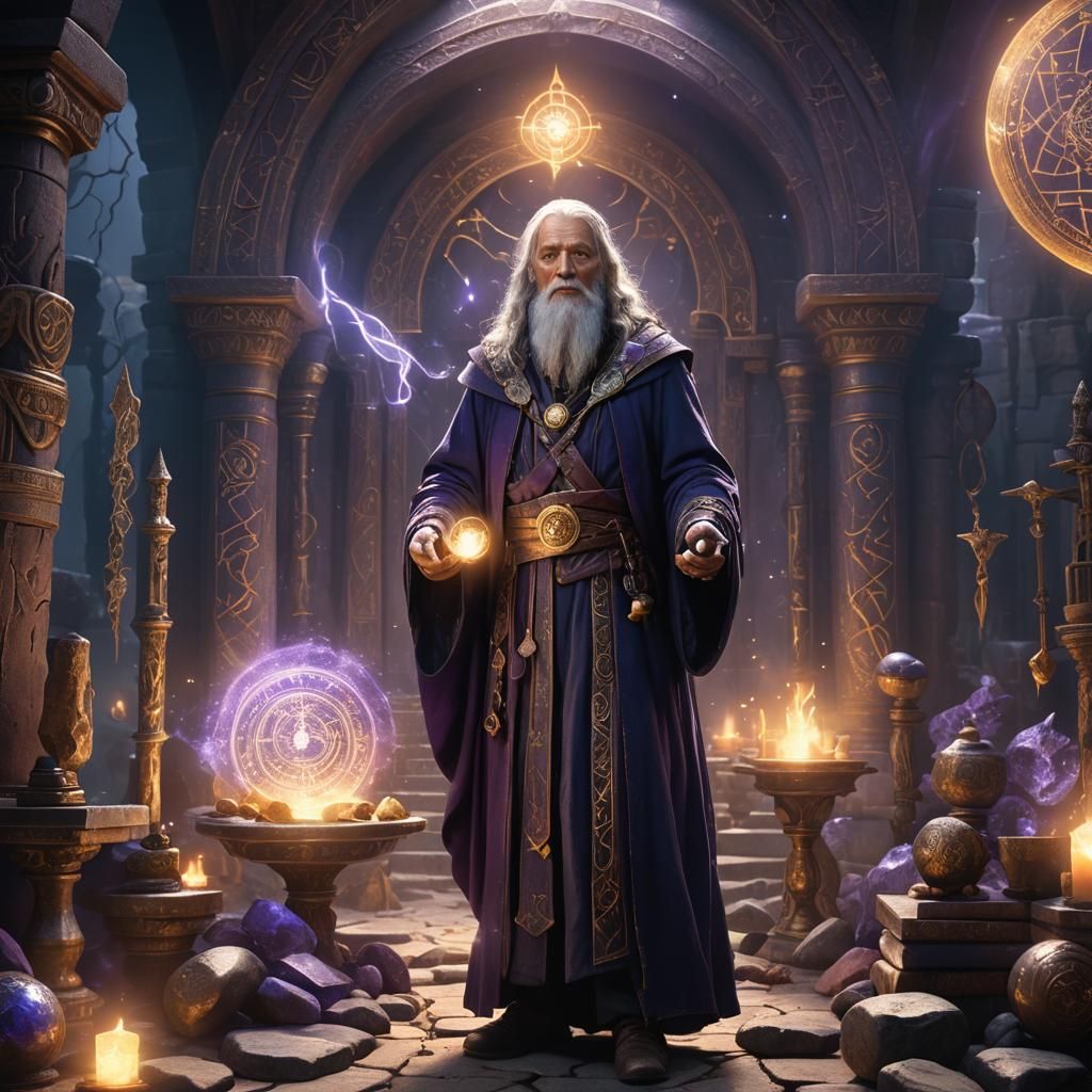 Mystical Wizard in Magical Realm: Fantasy Art