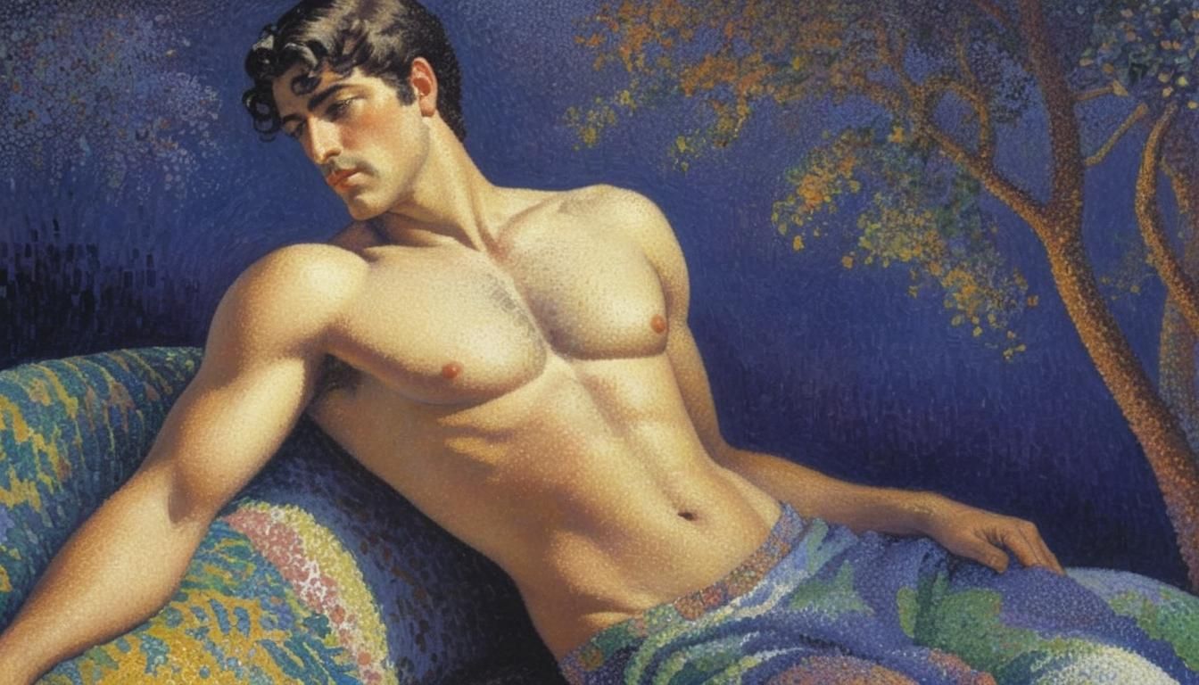 Abstract Torso Portrait in Pointillism Style