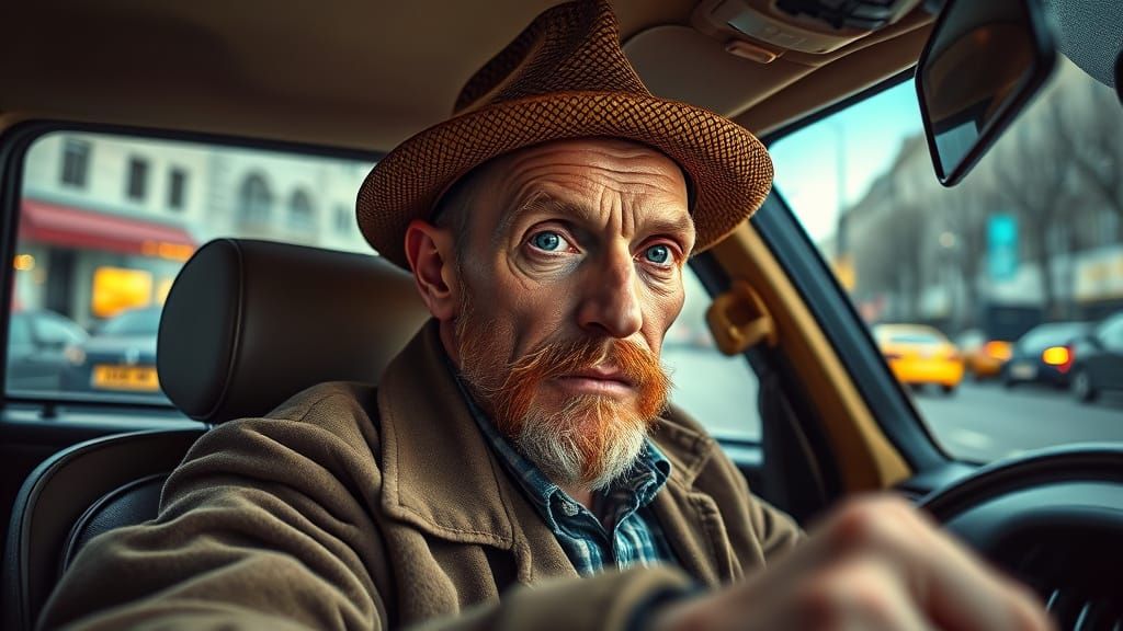 Taxi Driver Portrait in Van Gogh Impressionist Style