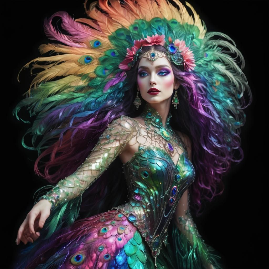 Iridescent Woman Portrait in Dreamlike Surrealism