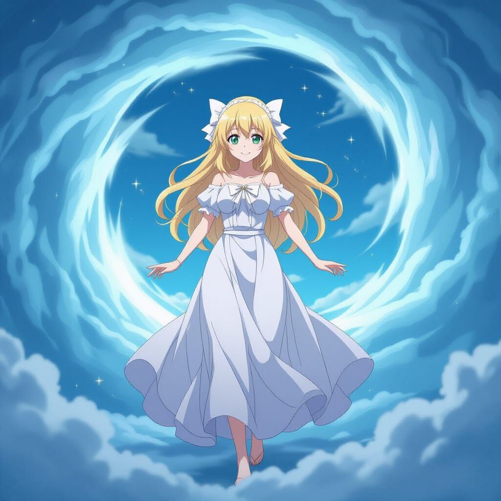 Anime Girl Steps Into Swirling Portal