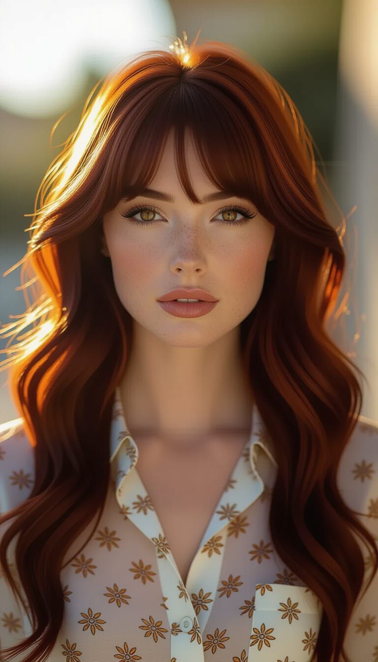 Burgundy Haired Woman in Soft Morning Light