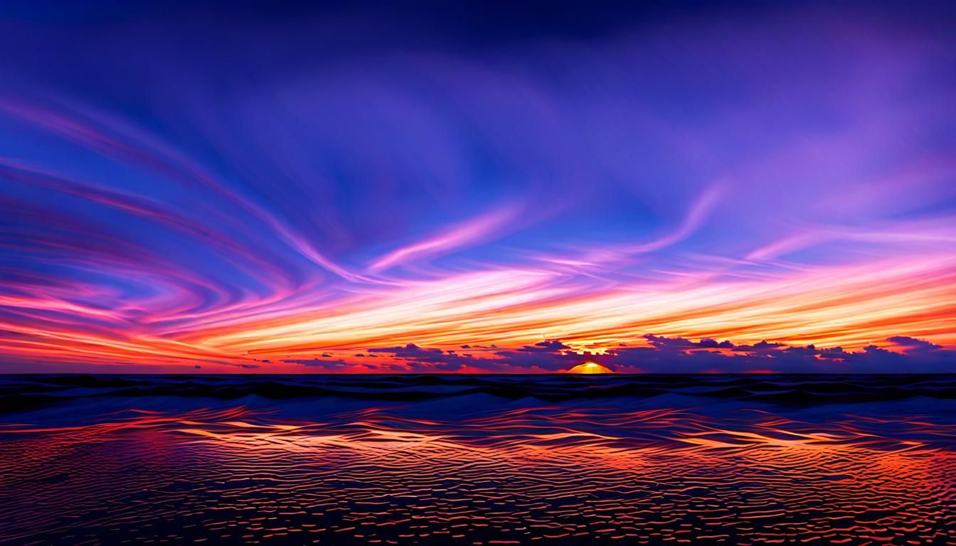 Pixelated Sunset Over Sea: 8-bit Coastal Landscape