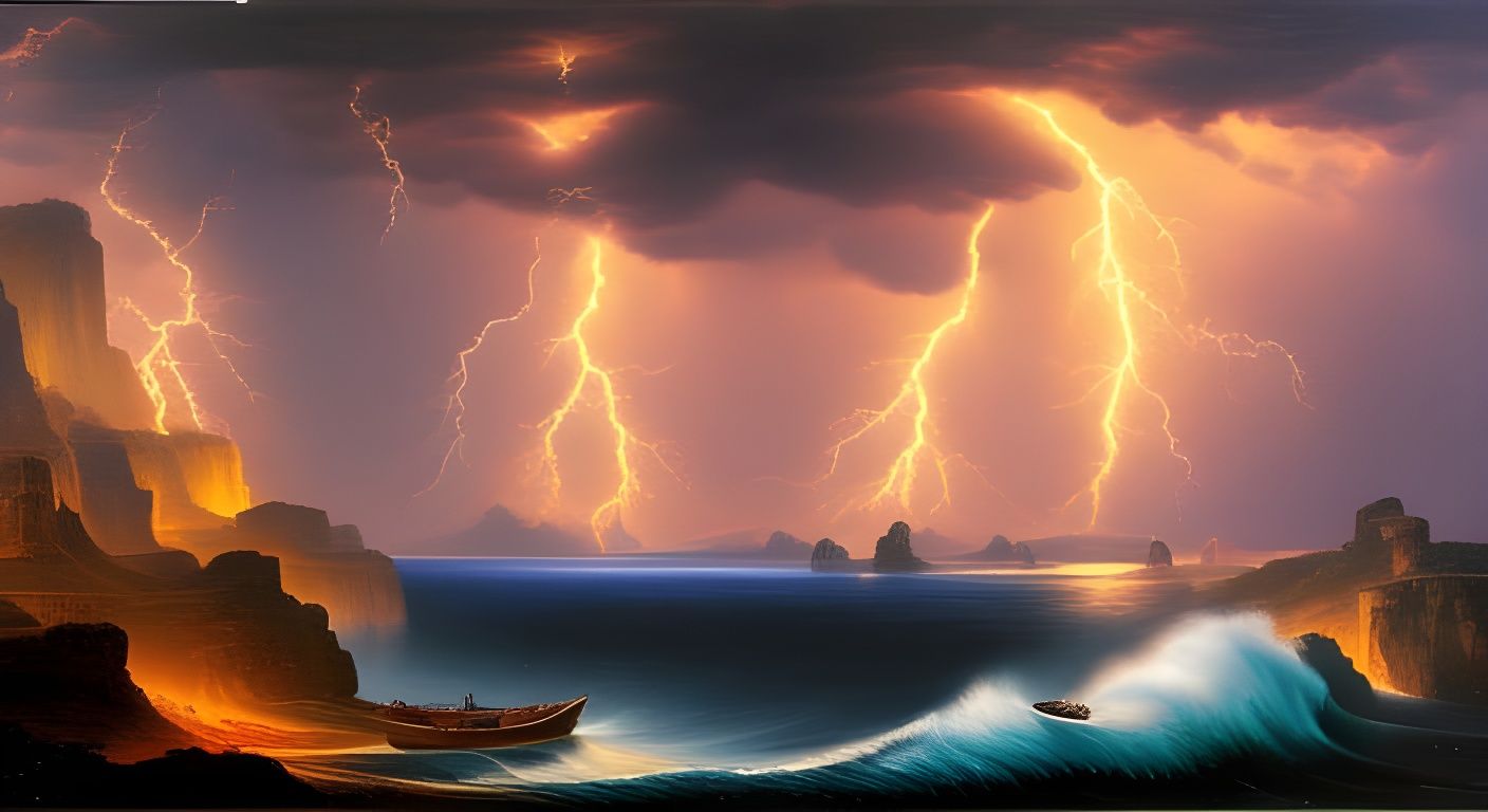 Fisher Boat in Magnificent Lightning Storm