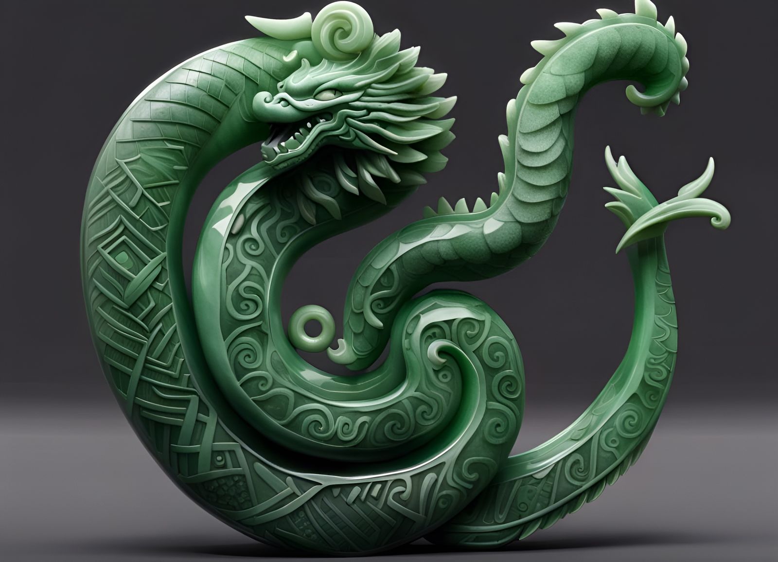 Māori Jade Dragon Serpent Artwork