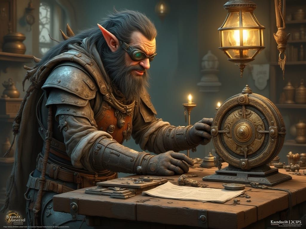 Sun Elf Artificer at Workbench - Dark Fantasy Concept Art