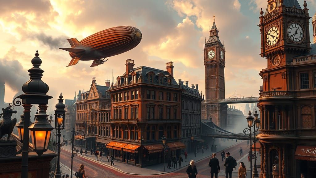 A breathtaking steampunk city.