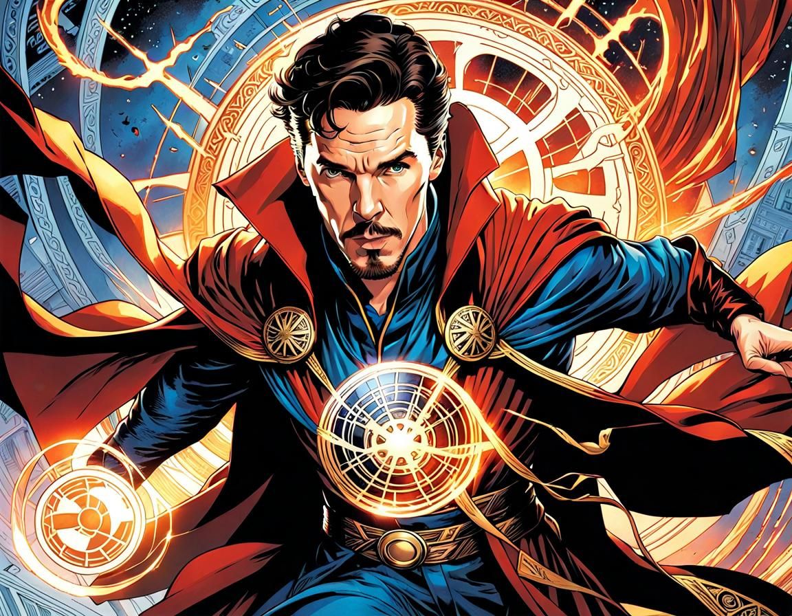 Doctor Strange Portrait in Comic Book Art Style