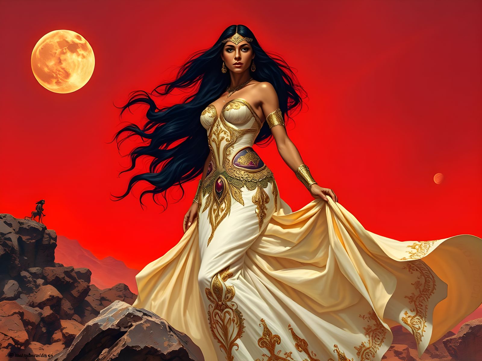 Princess of Mars in a Dynamic Oil Painting Style