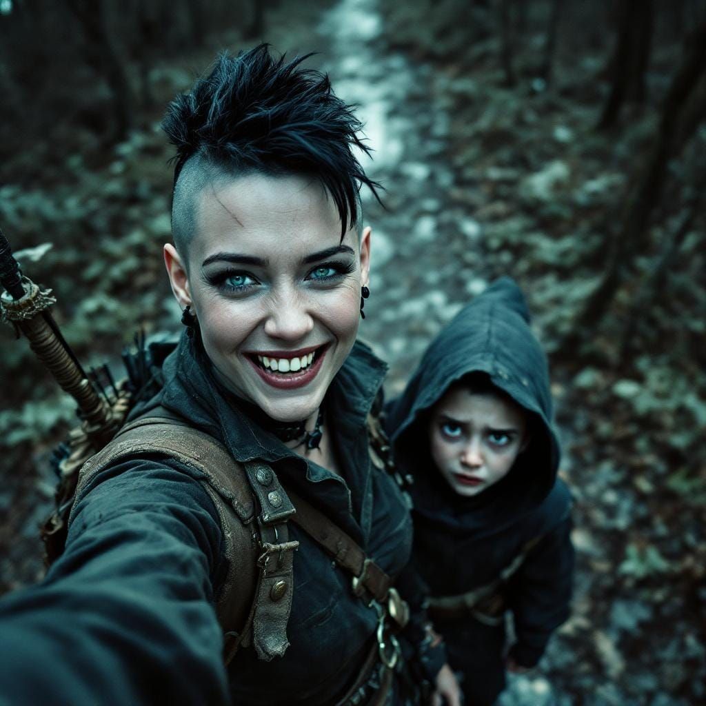 Laughing Archer and Young Wizard on Desaturated Path