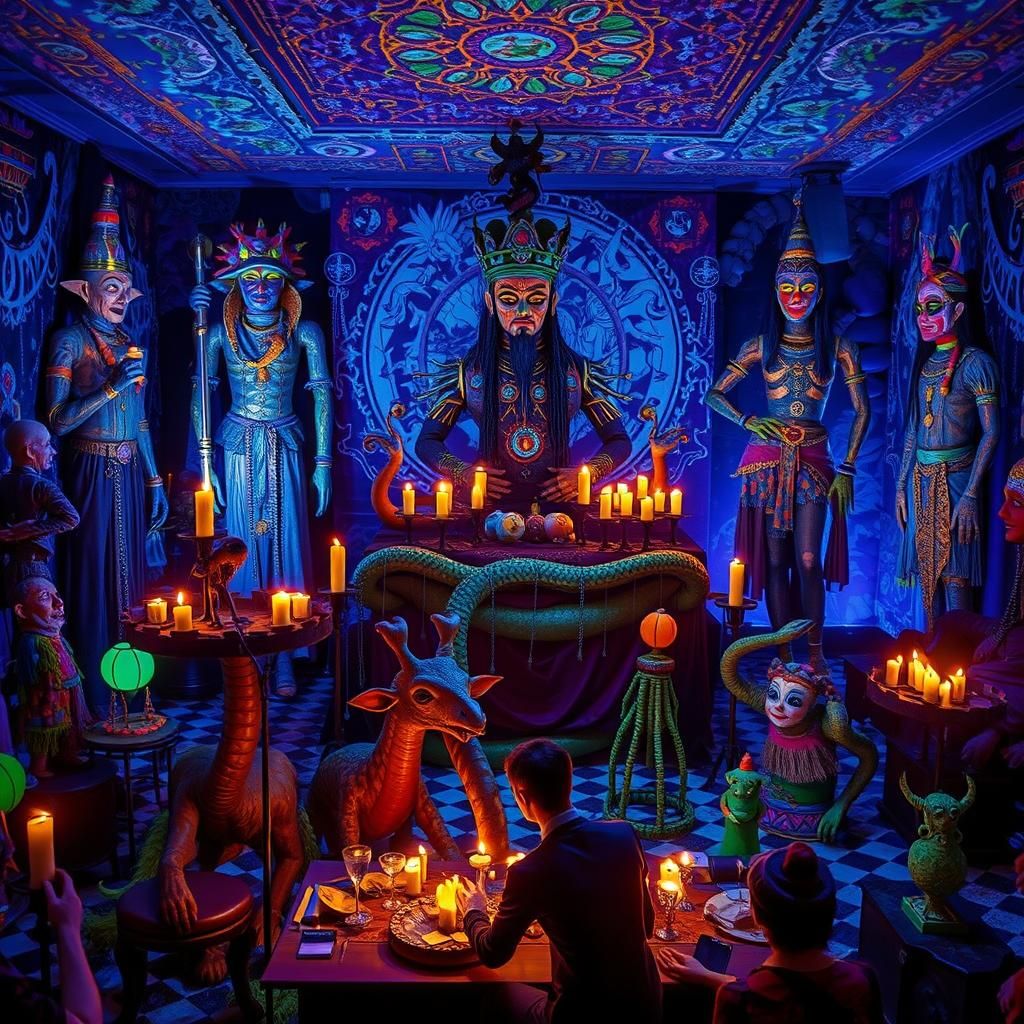 Creepy Underground Ceremony with Pagan Idols