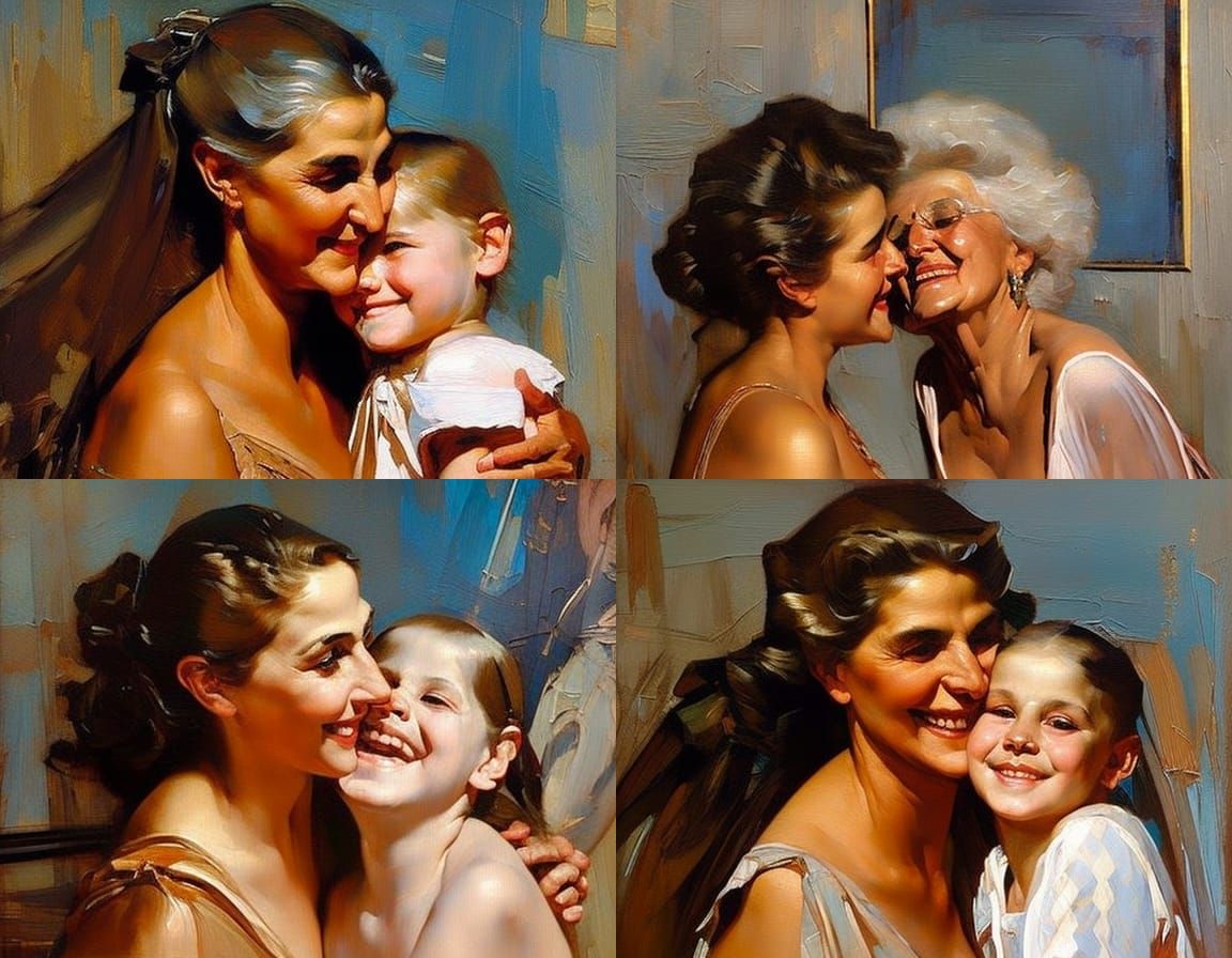 Touching Portrait of Grandmother and Granddaughter