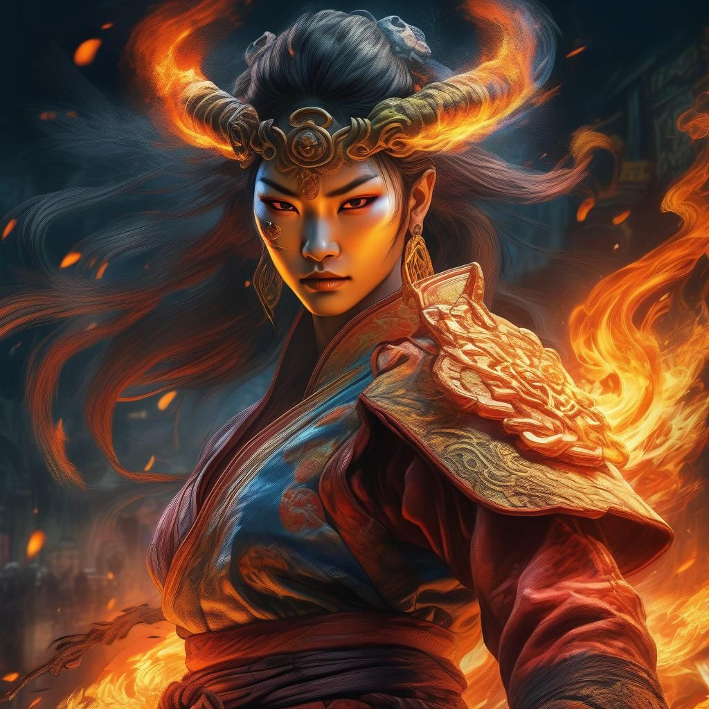 Street Fighter Style Chinese Demoness in Dark Fantasy