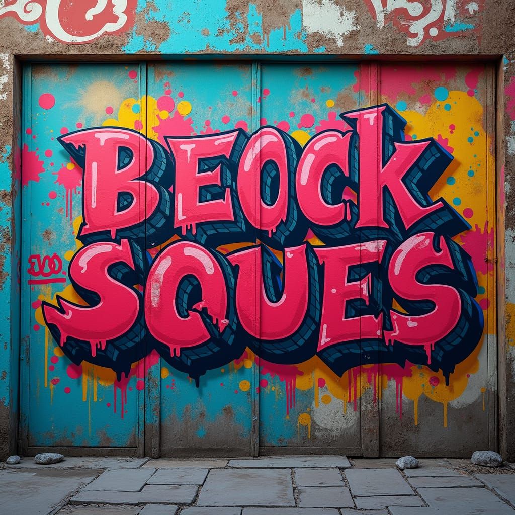 Dynamic Graffiti Art on Urban Wall in 8K